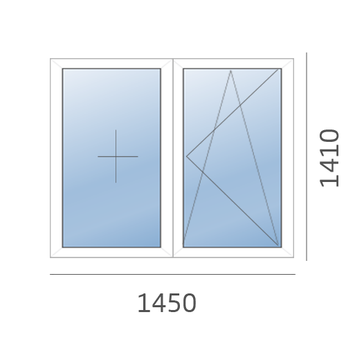 окно двухстворчатое 1450x1410 в дом 606 серии